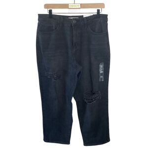 SO brand black ripped high rise straight denim jeans // 13